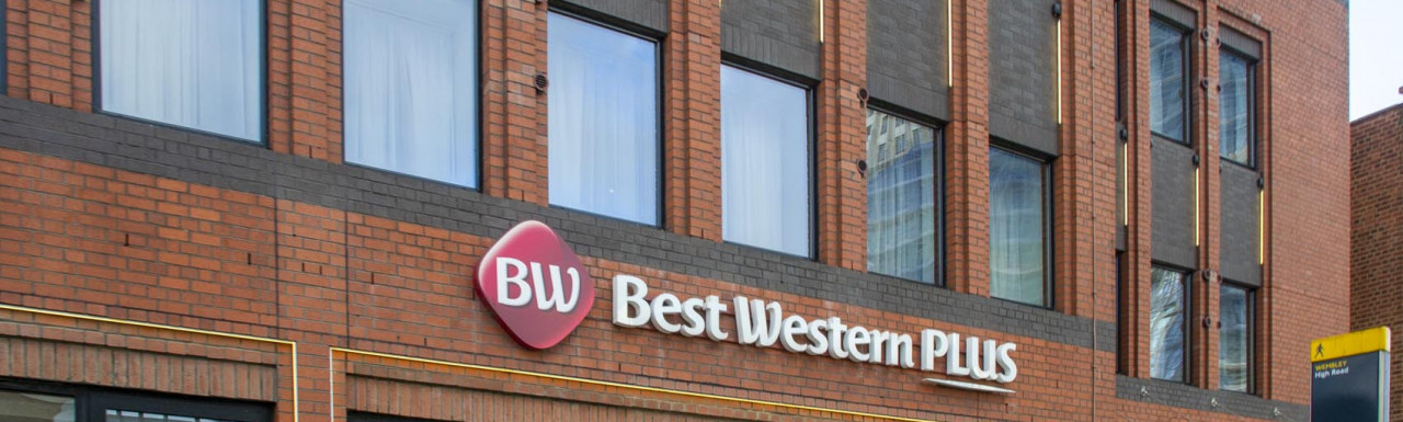 Entrance to Best Western Plus London Wembley Hotel is on Wembley High Street.