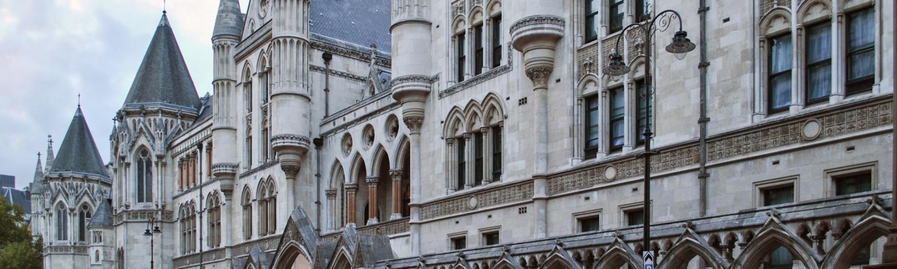 Royal Courts of Justice building on Strand in London WC2A.