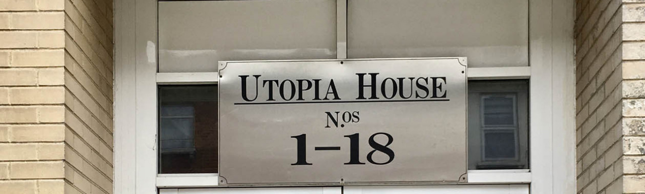 Entrance to Utopia House on Willesden High Road in London NW10.