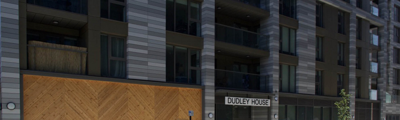Entrance to Dudley House on North Wharf Road just off Harrow Road.