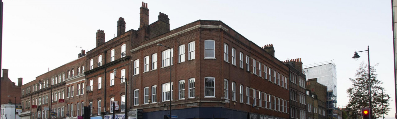 East End Business & Computing College at 149 Commercial Road building on the corner of New Road and Commercial Road