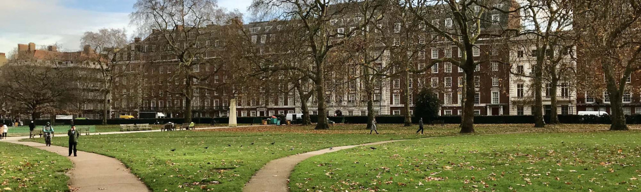 View to Biltmore Mayfair hotel from Grosvenor Square.  