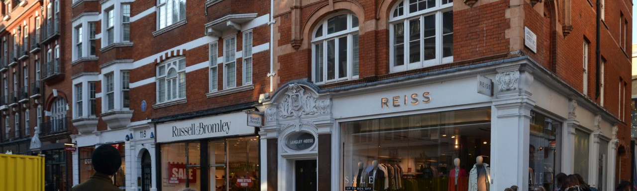 Reiss store on the ground floor of Langley House at 116 Long Lane in London WC2.