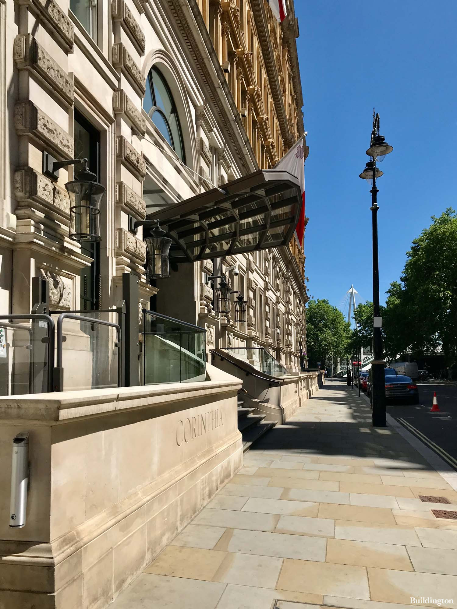 Entrance to Corinthia Hotel on Whitehall Place.