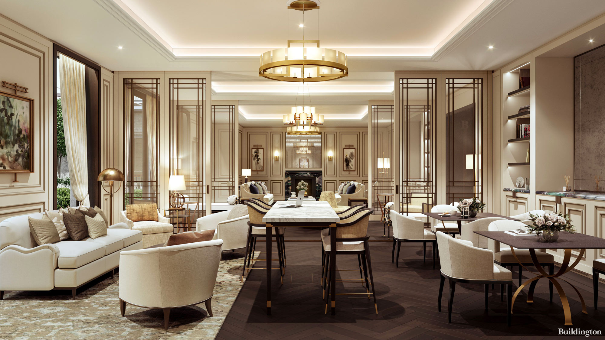 Resicents' Lounge at The OWO Residences by Raffles in Whitehall, London SW1.
