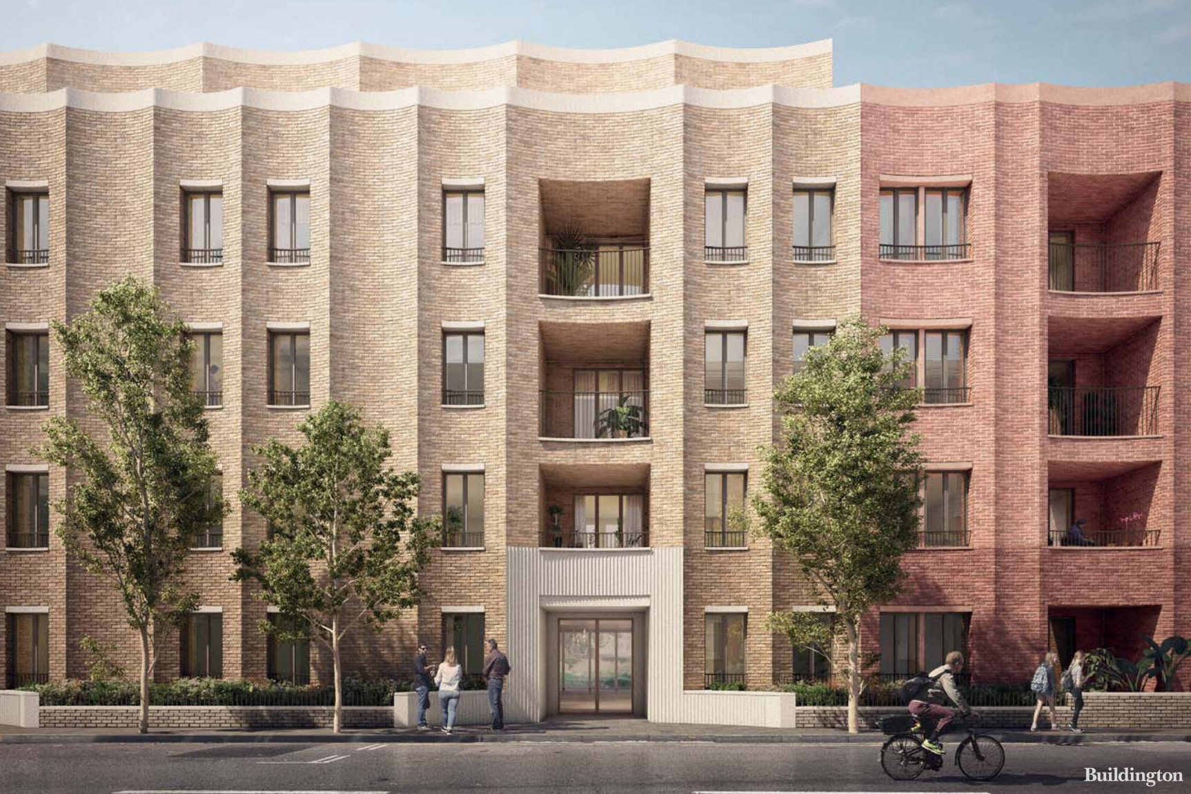 CGI of the west elevation at 29 Cosway Street development in Marylebone, London NW1. Designed by Bell Phillips Architects.