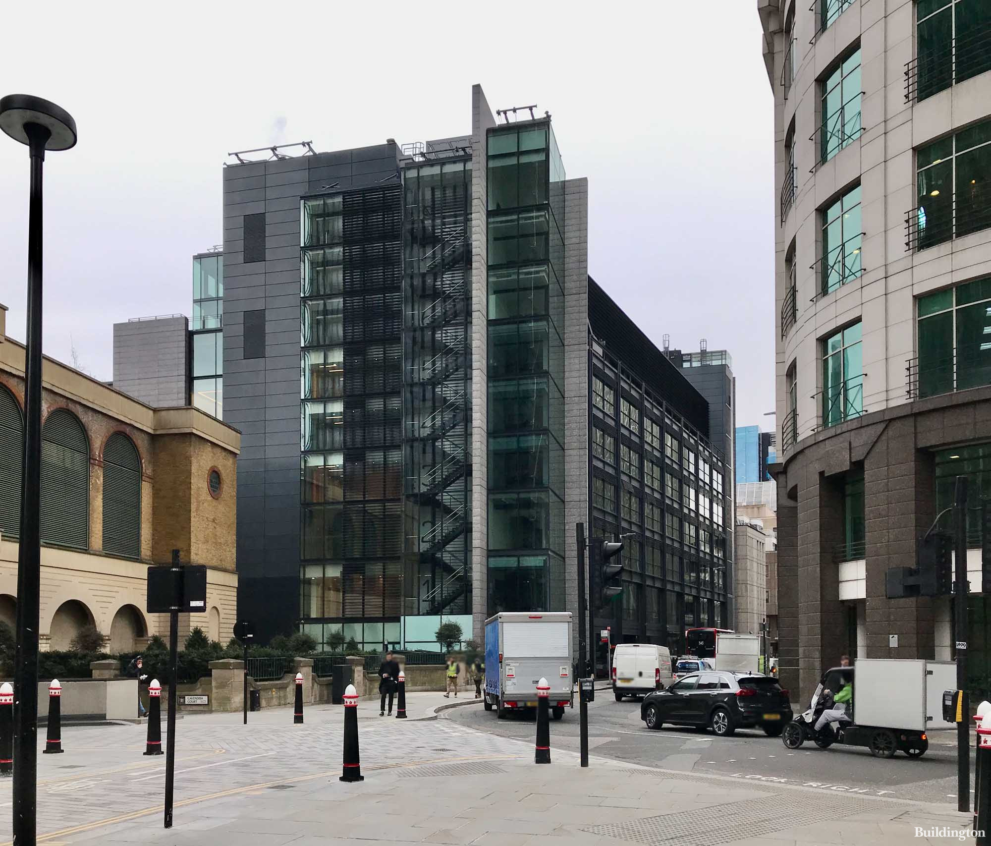 Premier Place by Stiff+Trevillion on the corner of Barbon Alley and Houndsditch in the City of London EC3.