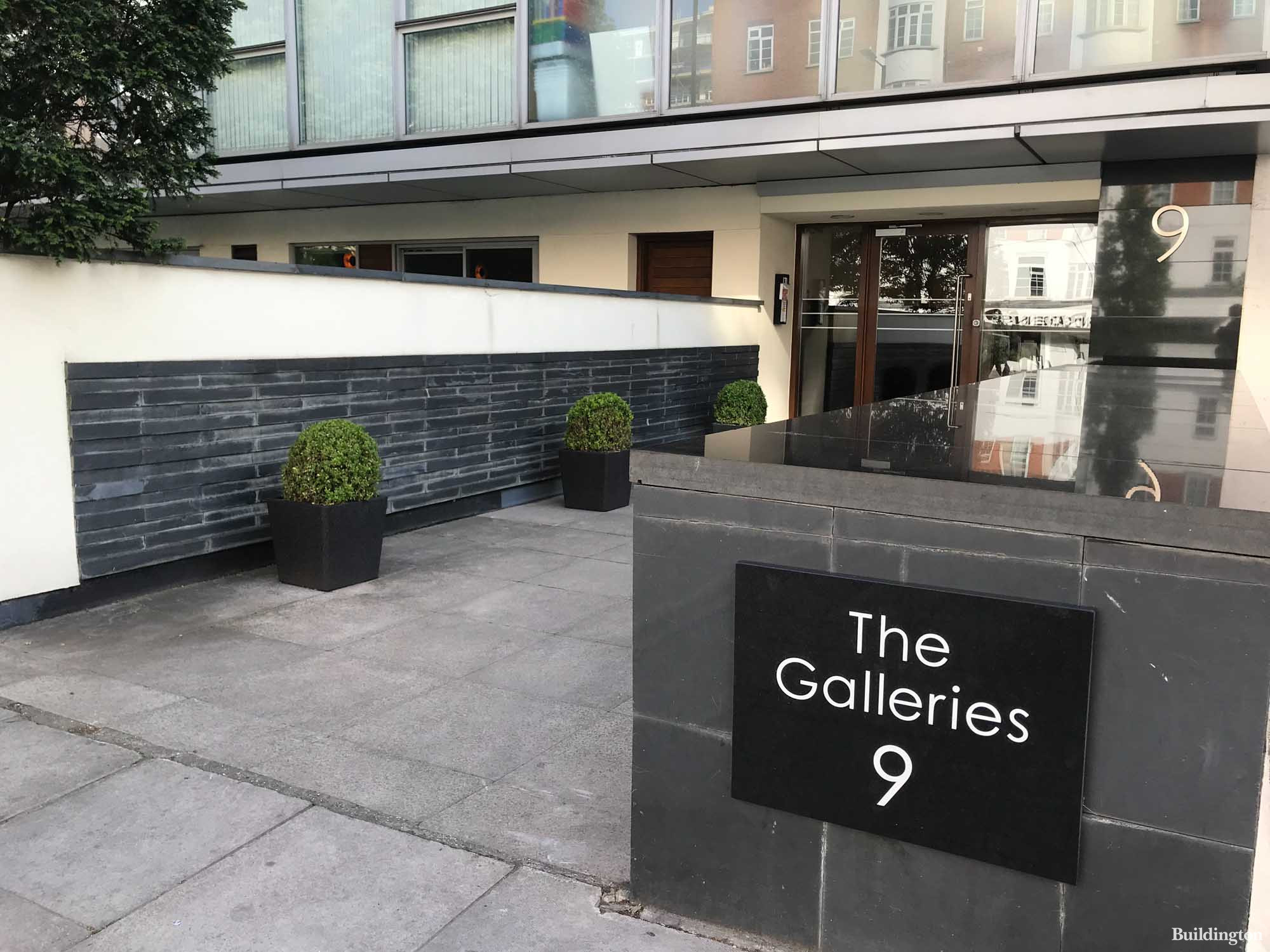 Entrance to The Galleries apartments at 9 Abbey Road in St John's Wood, London NW8.