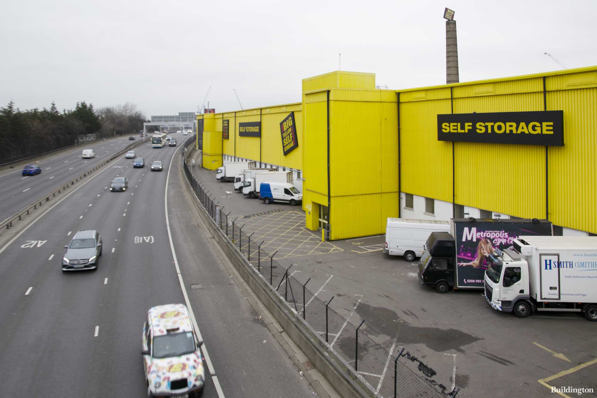 Big Yellow Self Storage building at 400 Wick Lane in Bow, London E3.