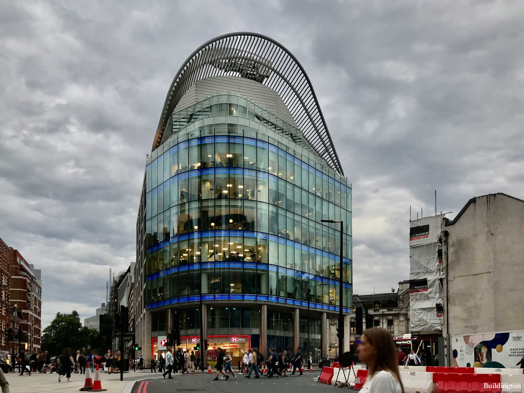 The Peak office building designed by Sheppard Robson at the junction of Victoria Street, Vauxhall Bridge Road and Wilton Road in London SW1.