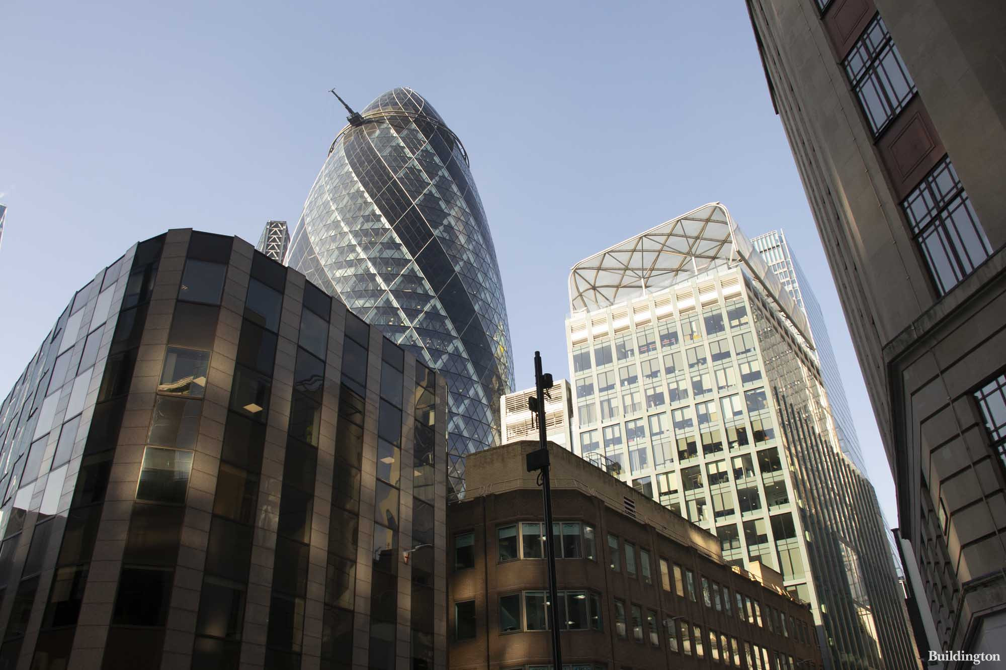 6 Bevis Marks building next to 30 St Mary Axe in the City of London EC3.