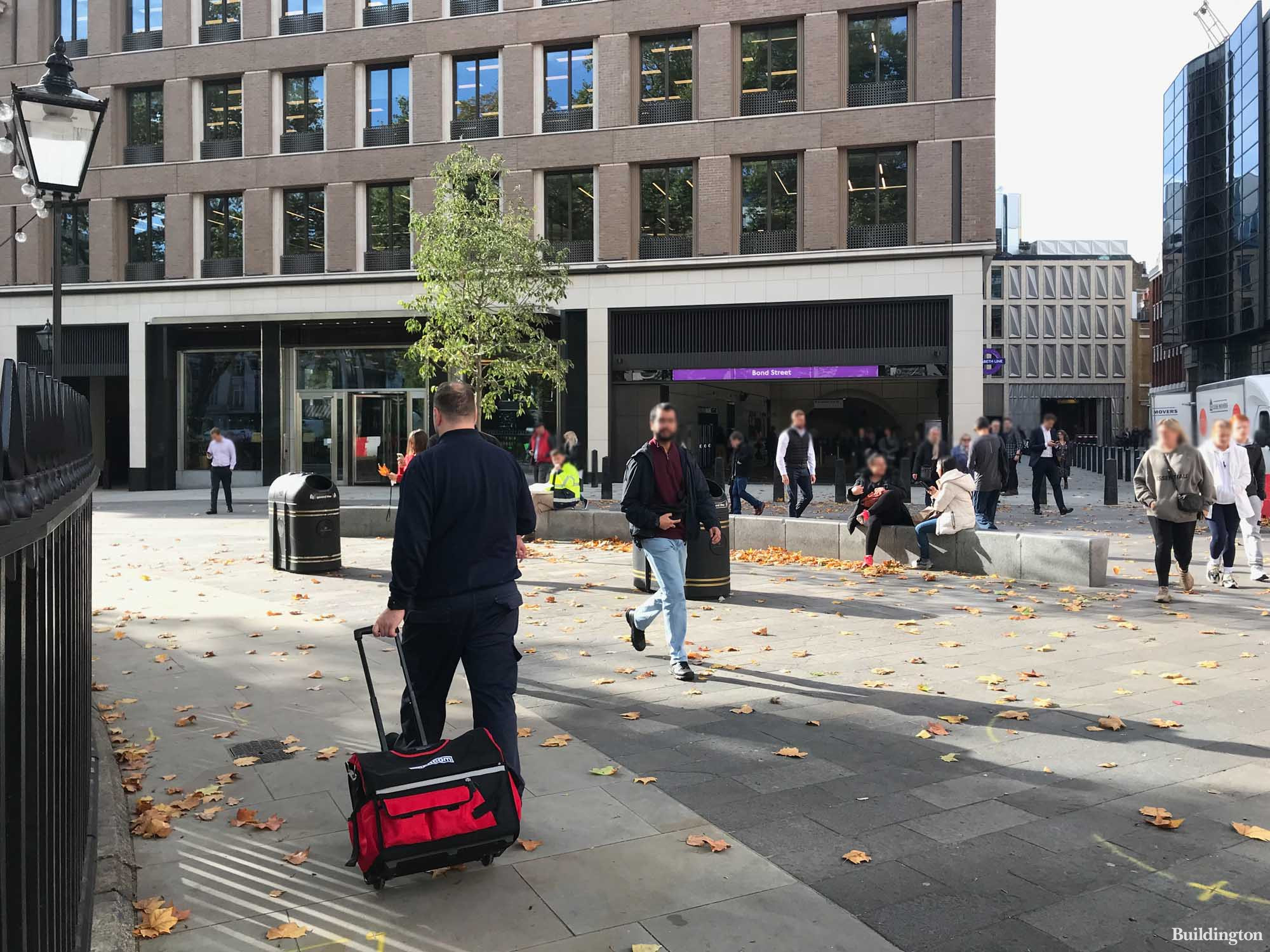 The new Elizabeth Line entrance on Hanover Square opened 25th October 2022.