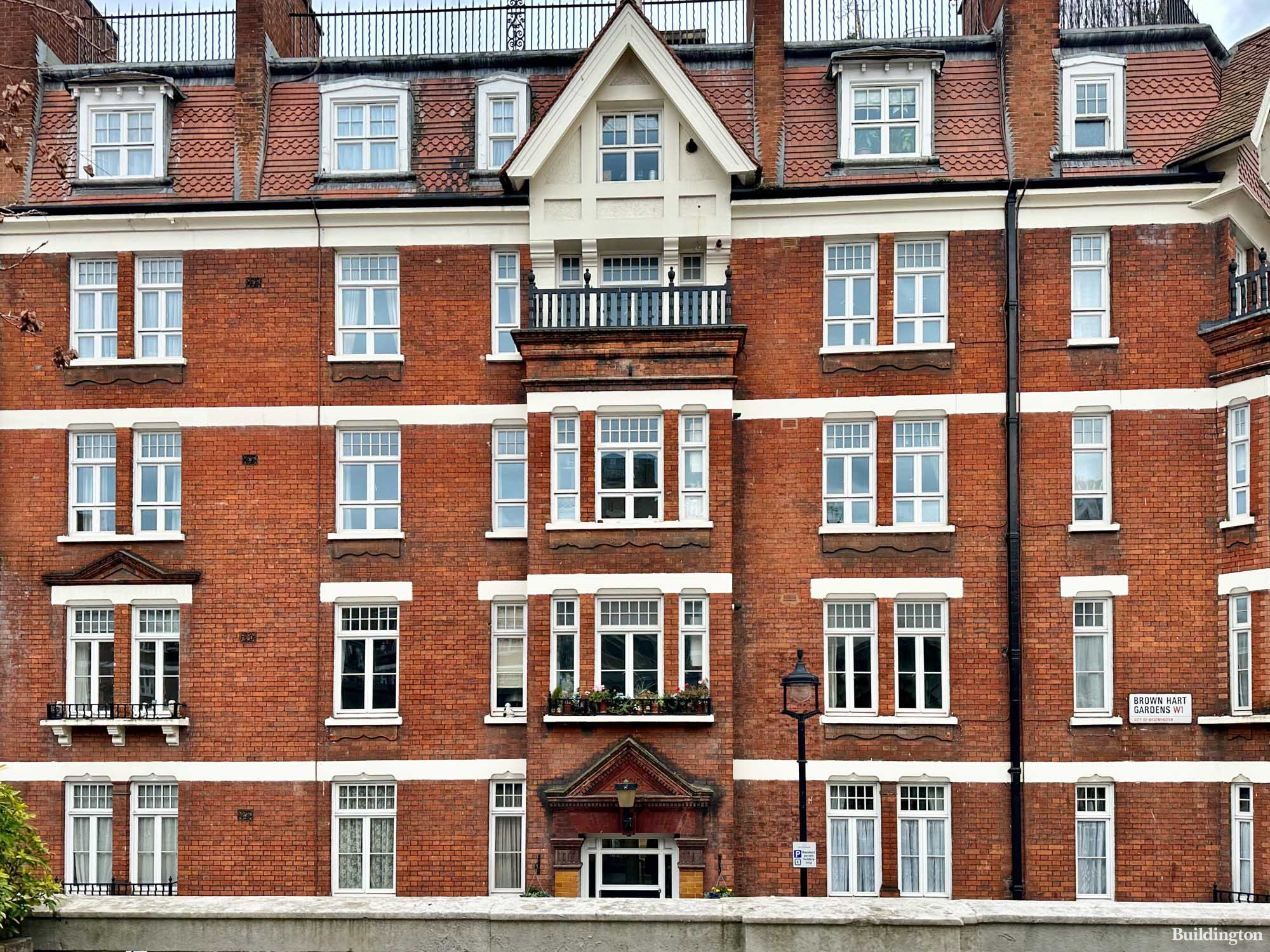 Chesham Flats from Brown Hart Gardens in Mayfair, London W1.