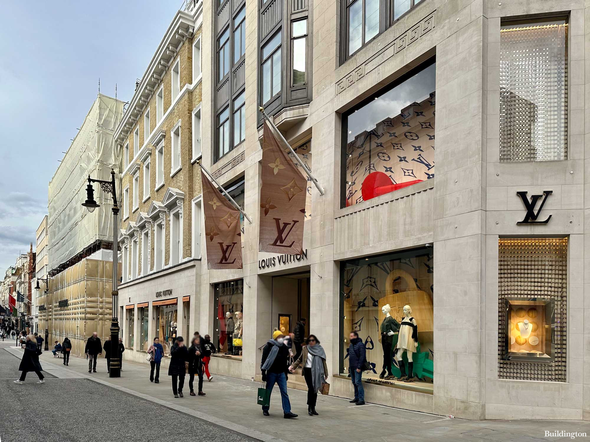 Louis Vuitton shop at 19-20 New Bond Street in Mayfair, London W1.