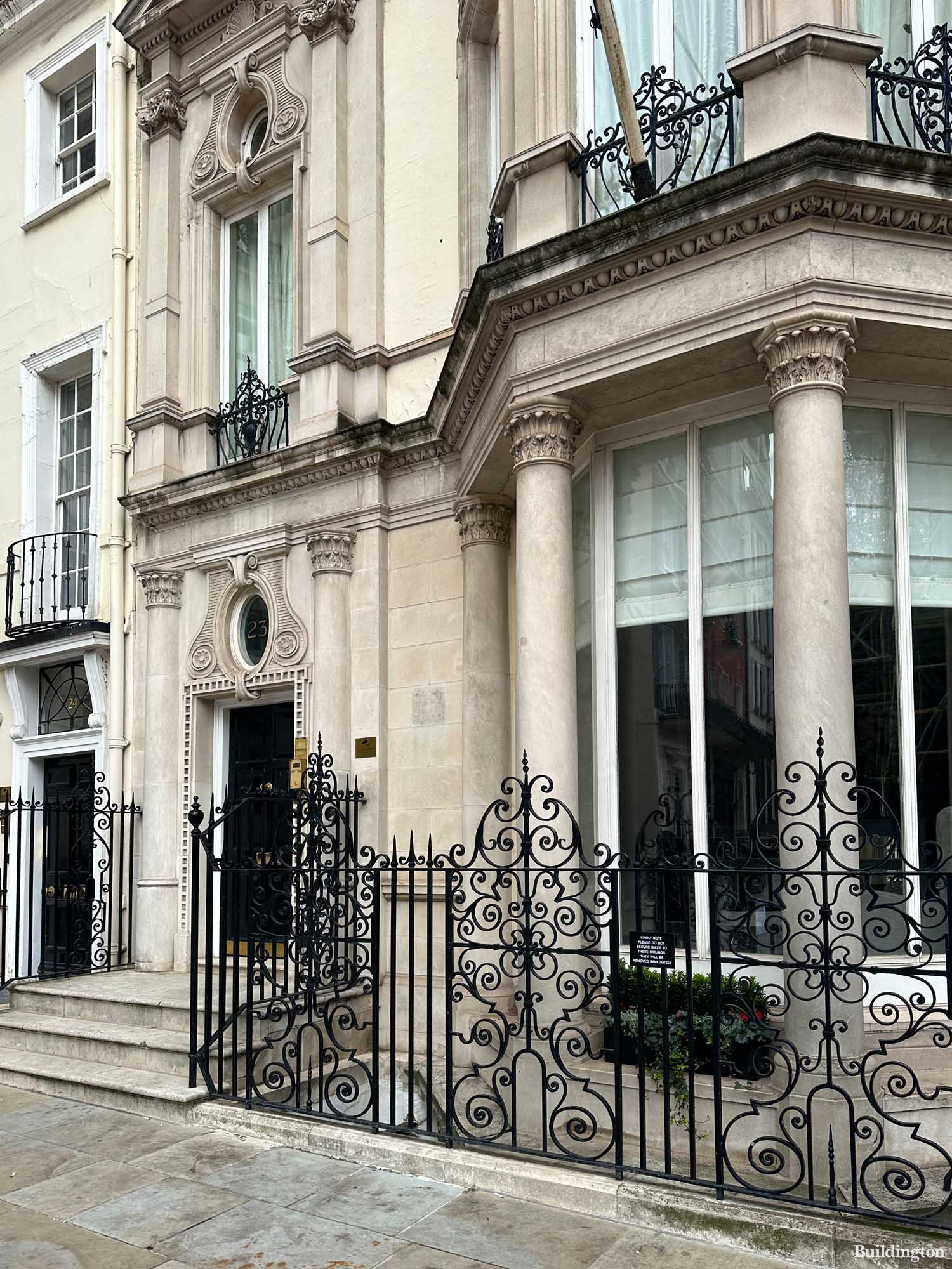 Entrance to 23 Berkeley Square in Mayfair, London W1.