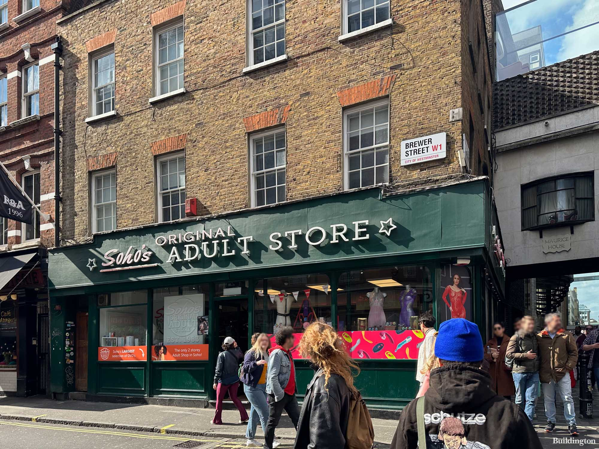Soho's Original Adult Store building at 12 Brewer Street in Soho, London W1.