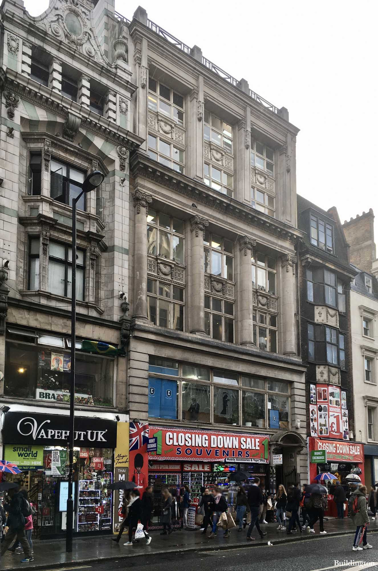 Closing down sale at 37-39 Oxford Street building in Soho, London W1.