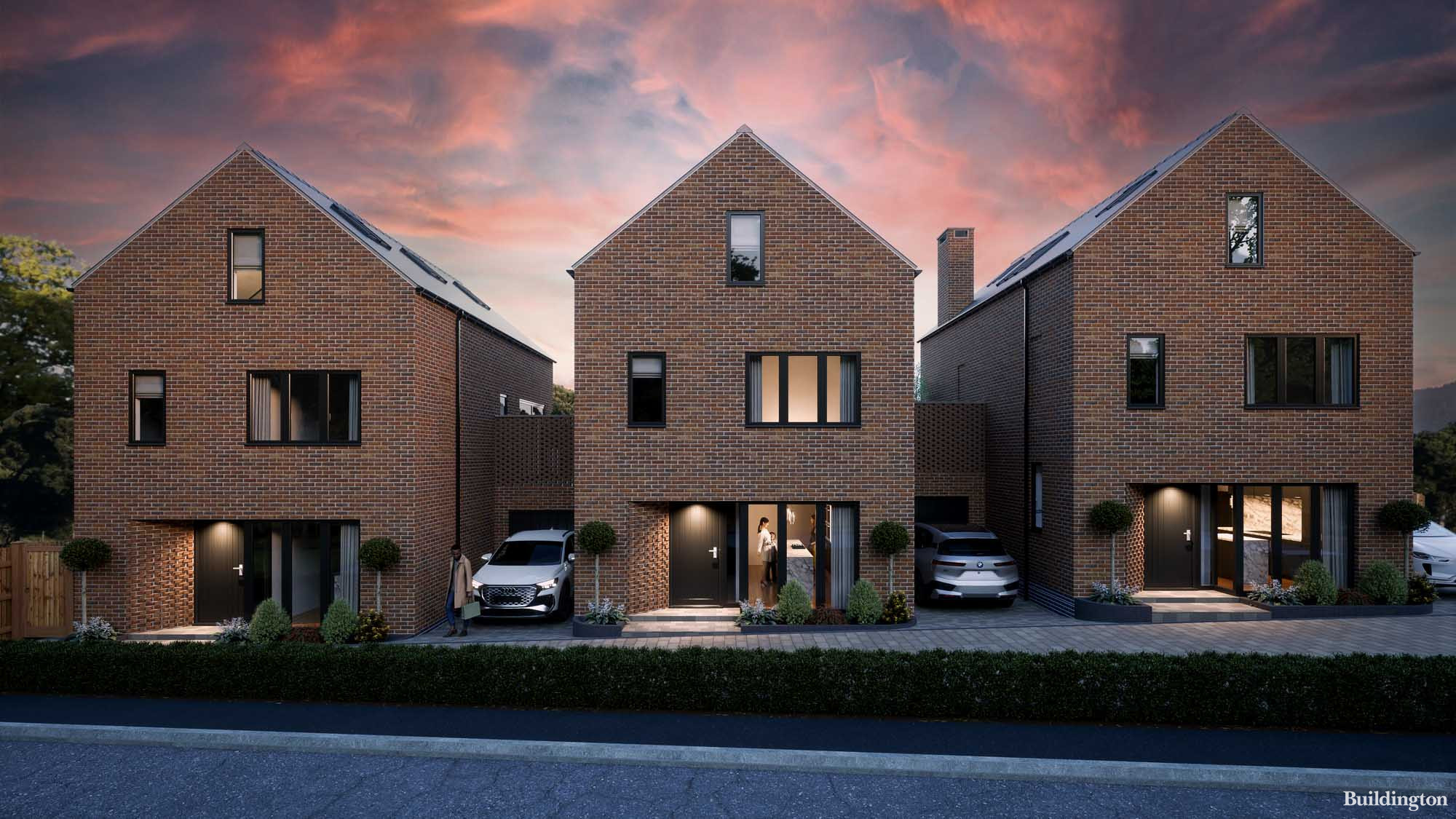 CGI of Les Trois development new build houses by Amara Property in Hendon, London NW4