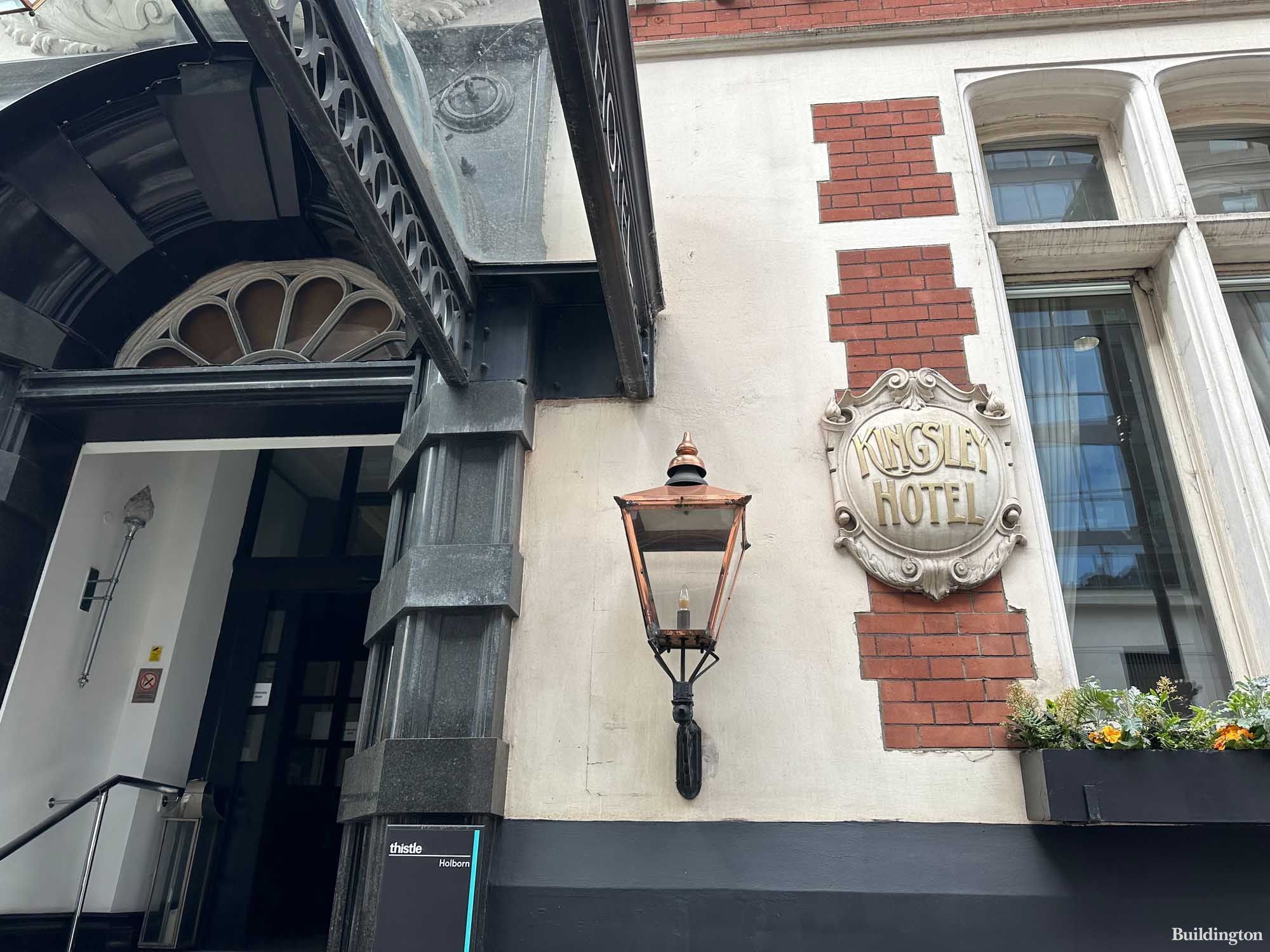 Entrance to Thistle Hotel Holborn, formerly Kingley Hotel, on Bloomsbury Way in London WC1.