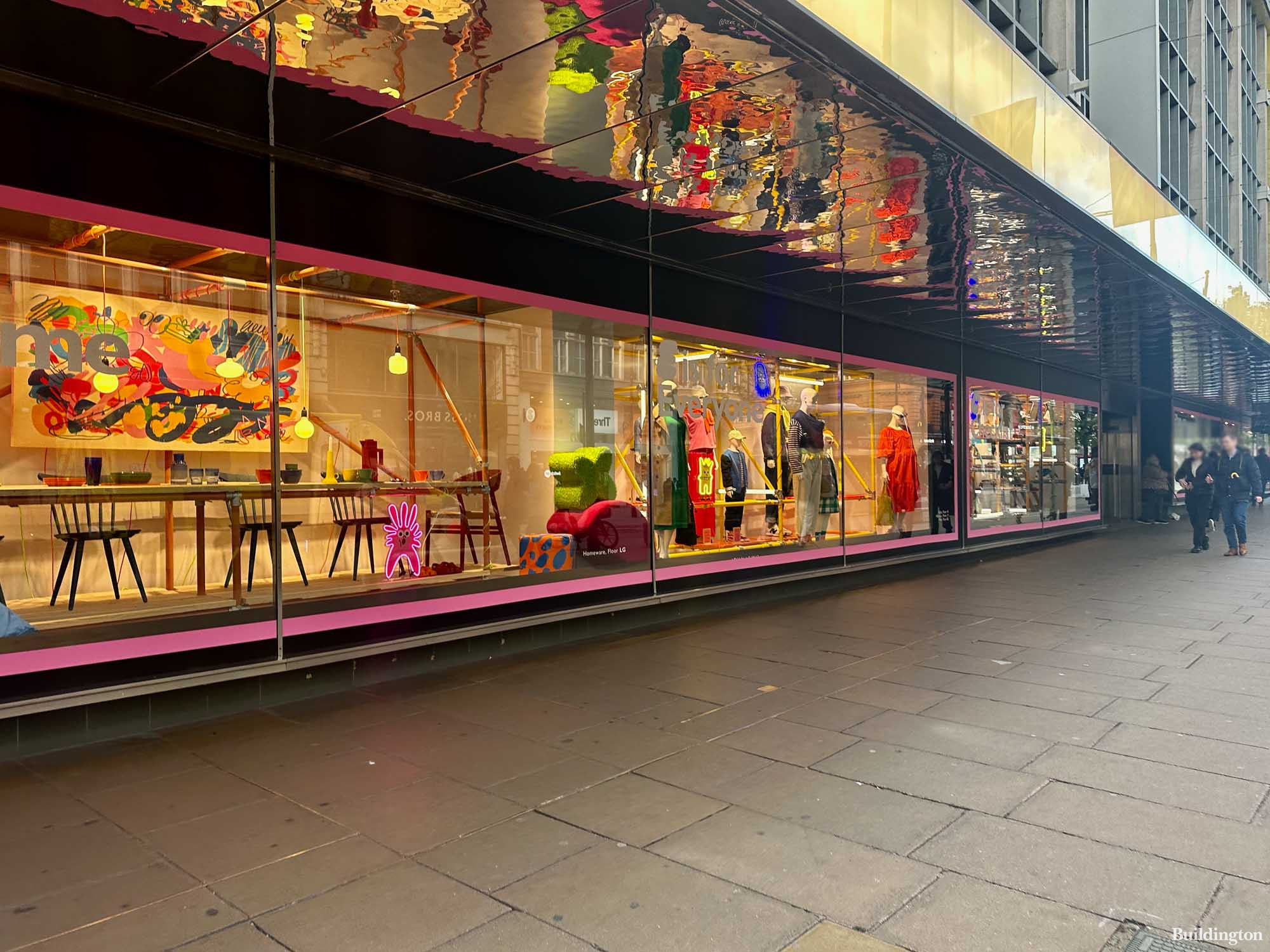 John Lewis department store windows on Oxford Street in London W1.
