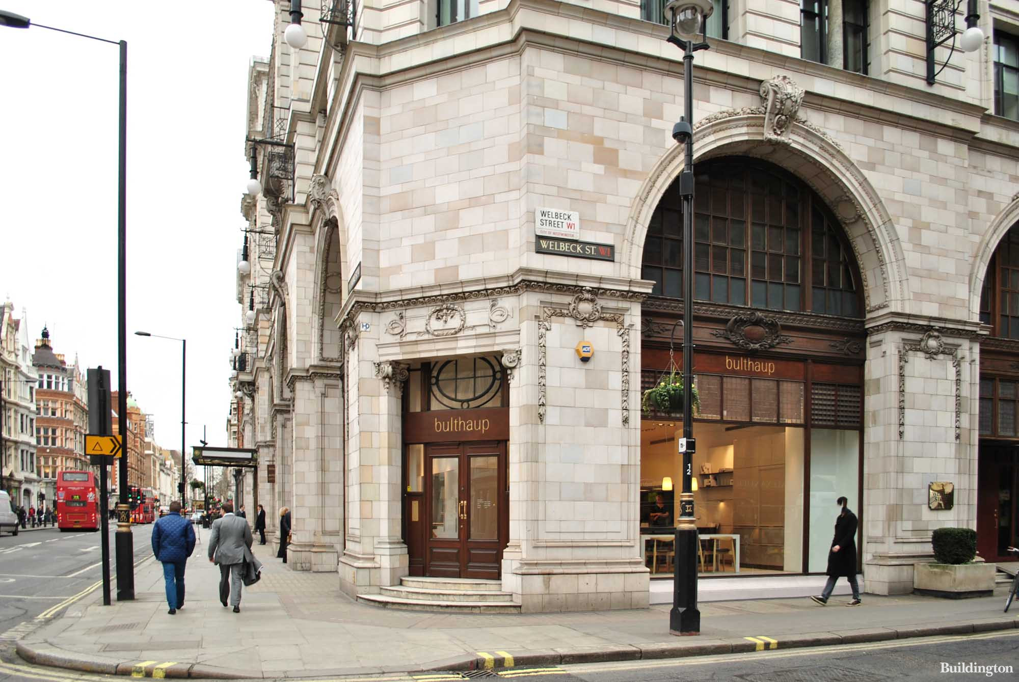 Bulthaup store at 33 Wigmore Street building on Welbeck Street in Marylebone, London W1.