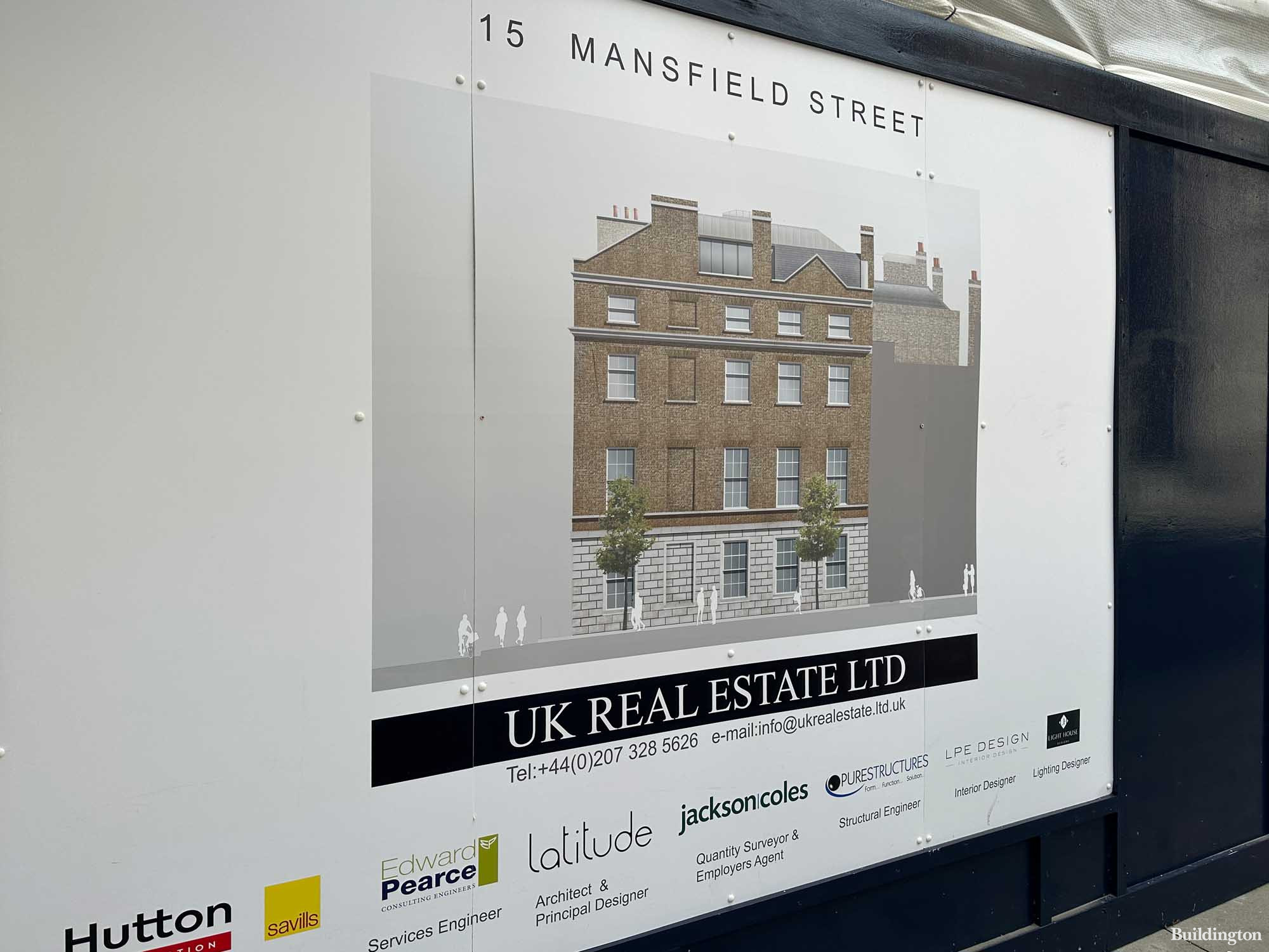 The companies working on 15 Mansfield Street in Marylebone, London W1.