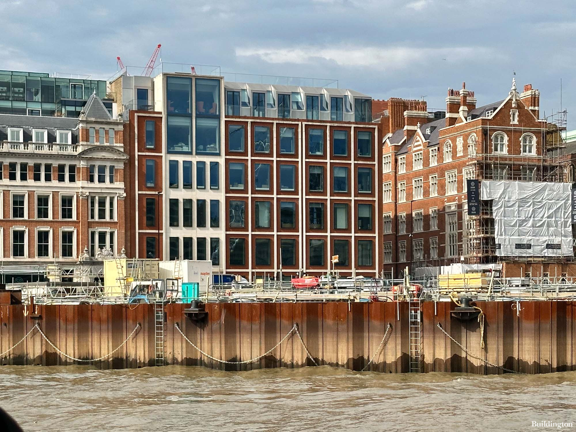 Carmelite Riverside office building at 50 Embankment. View from the River Thames. 