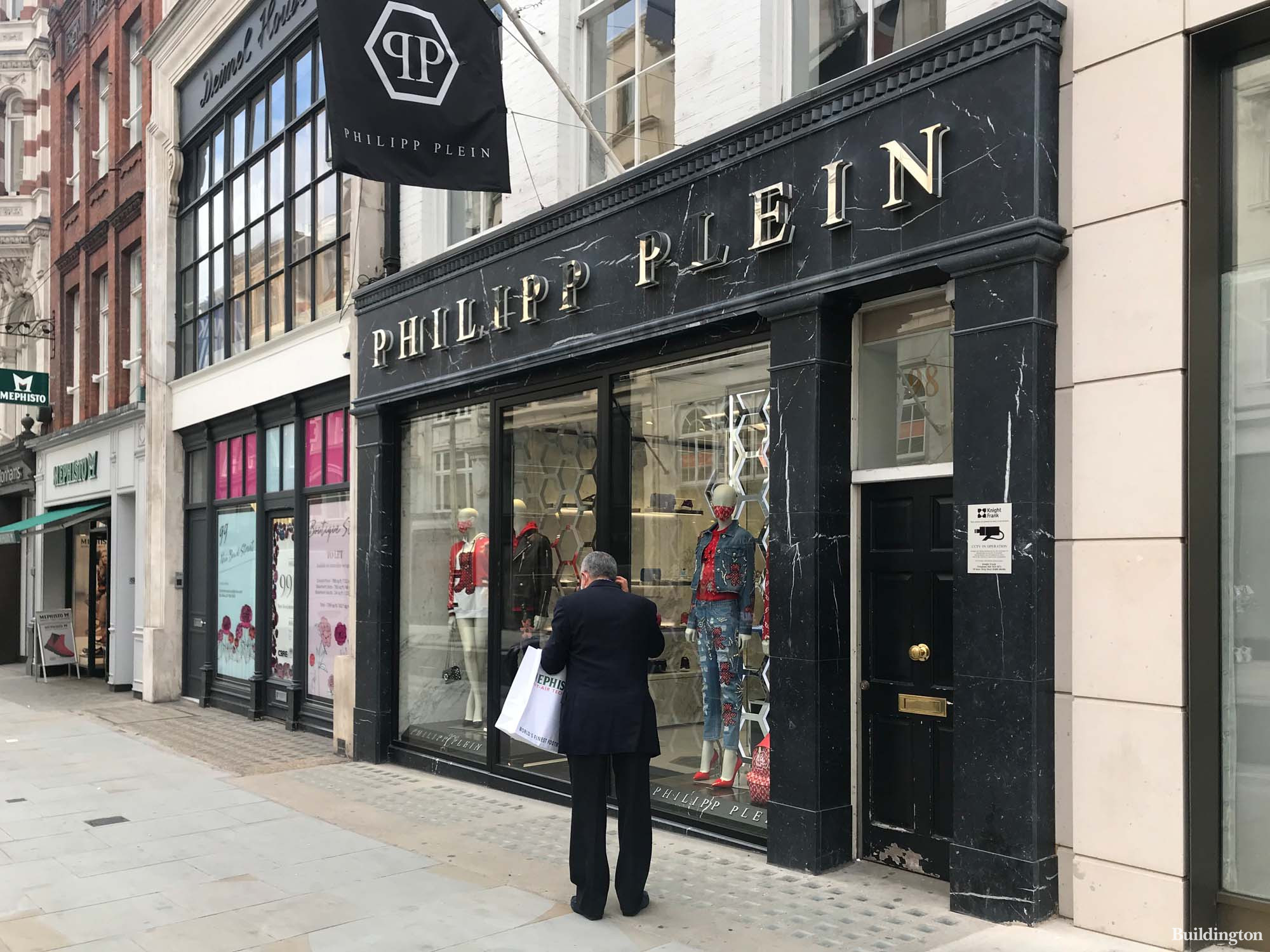 Philipp Plein store at 98 New Bond Street building in Mayfair, London W1.