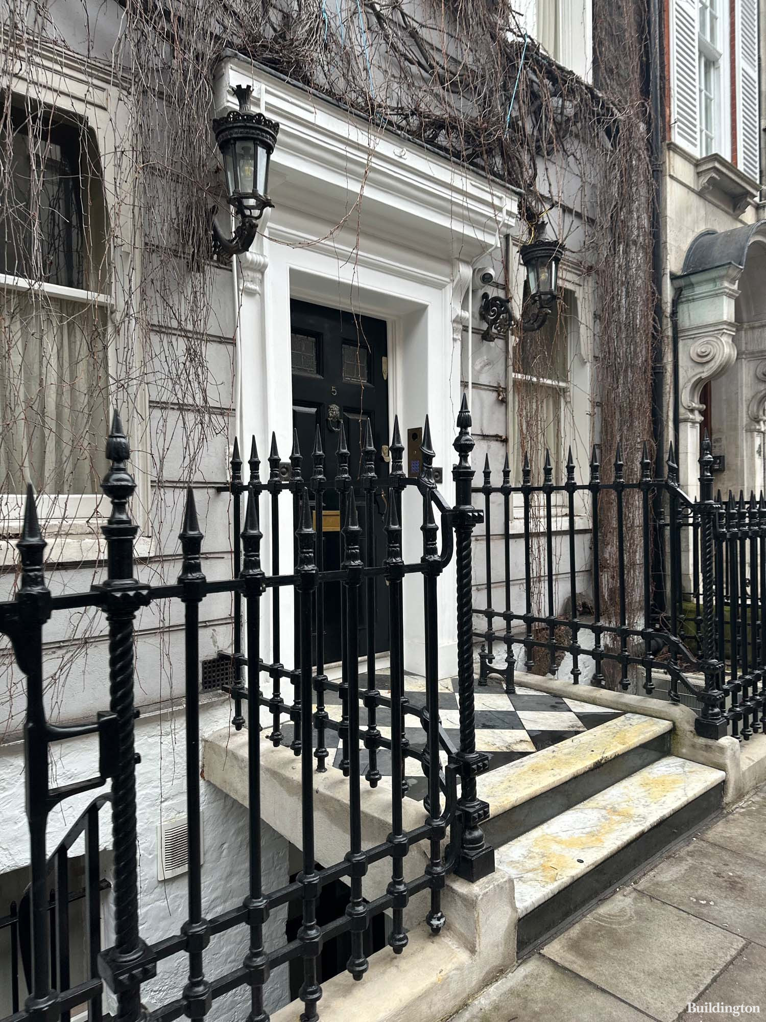 Entrance to 5 Wimpole Street in Marylebone, London W1.