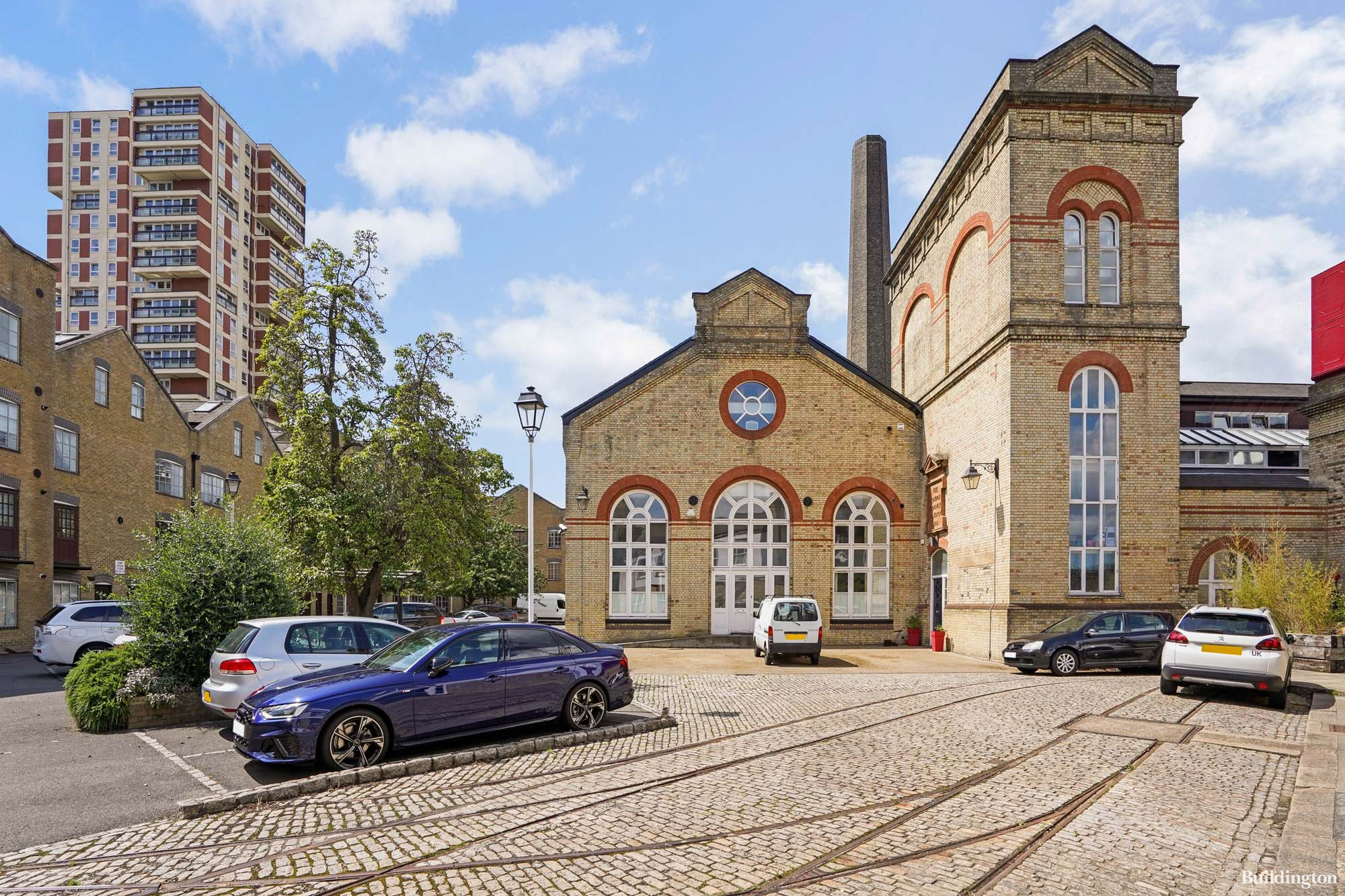 Grade II listed Pump House building on Rentworth Street in London SE16. The mezzanine apartment is offered for sale by Andrerson Rose in Summer 2023.