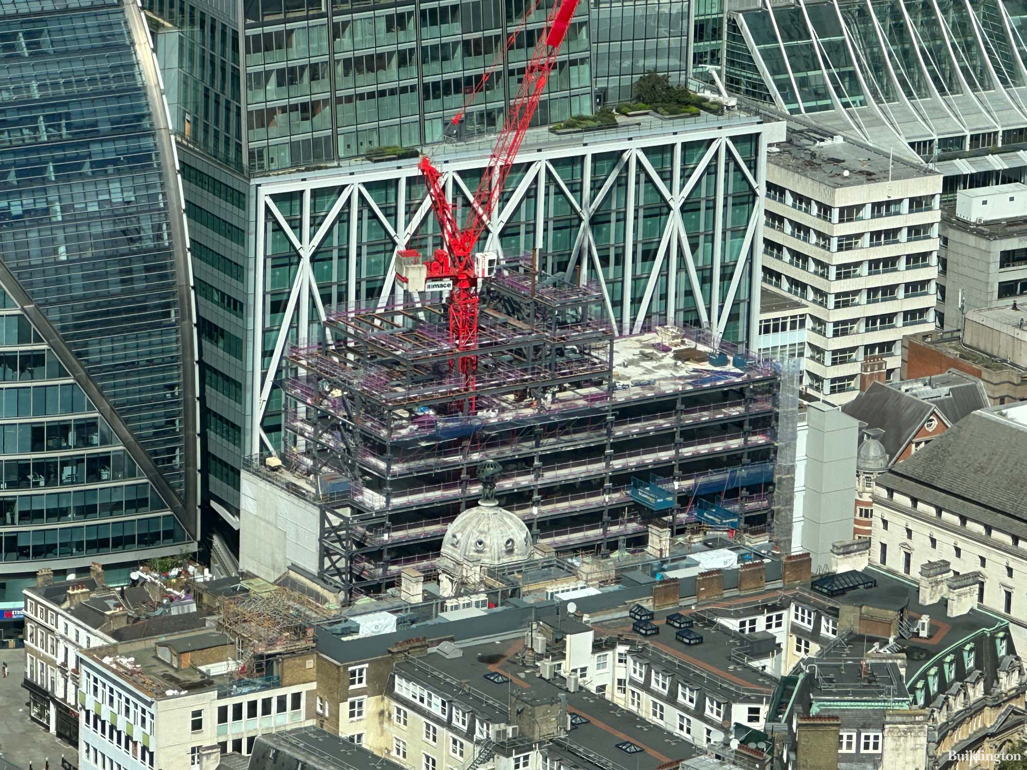 101 Moorgate development from The Lookout viewing gallery at 8 Bishopsgate in the City of London EC2.