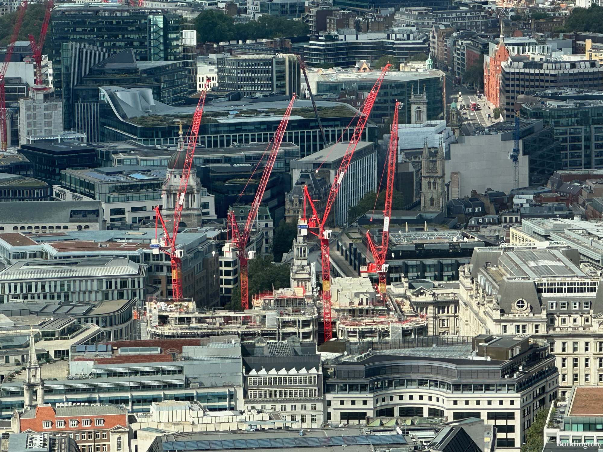 Panorama St Paul’s development under construction seen from The Lookout viewing gallery at 8 Bishopsgate in the City of London EC4.