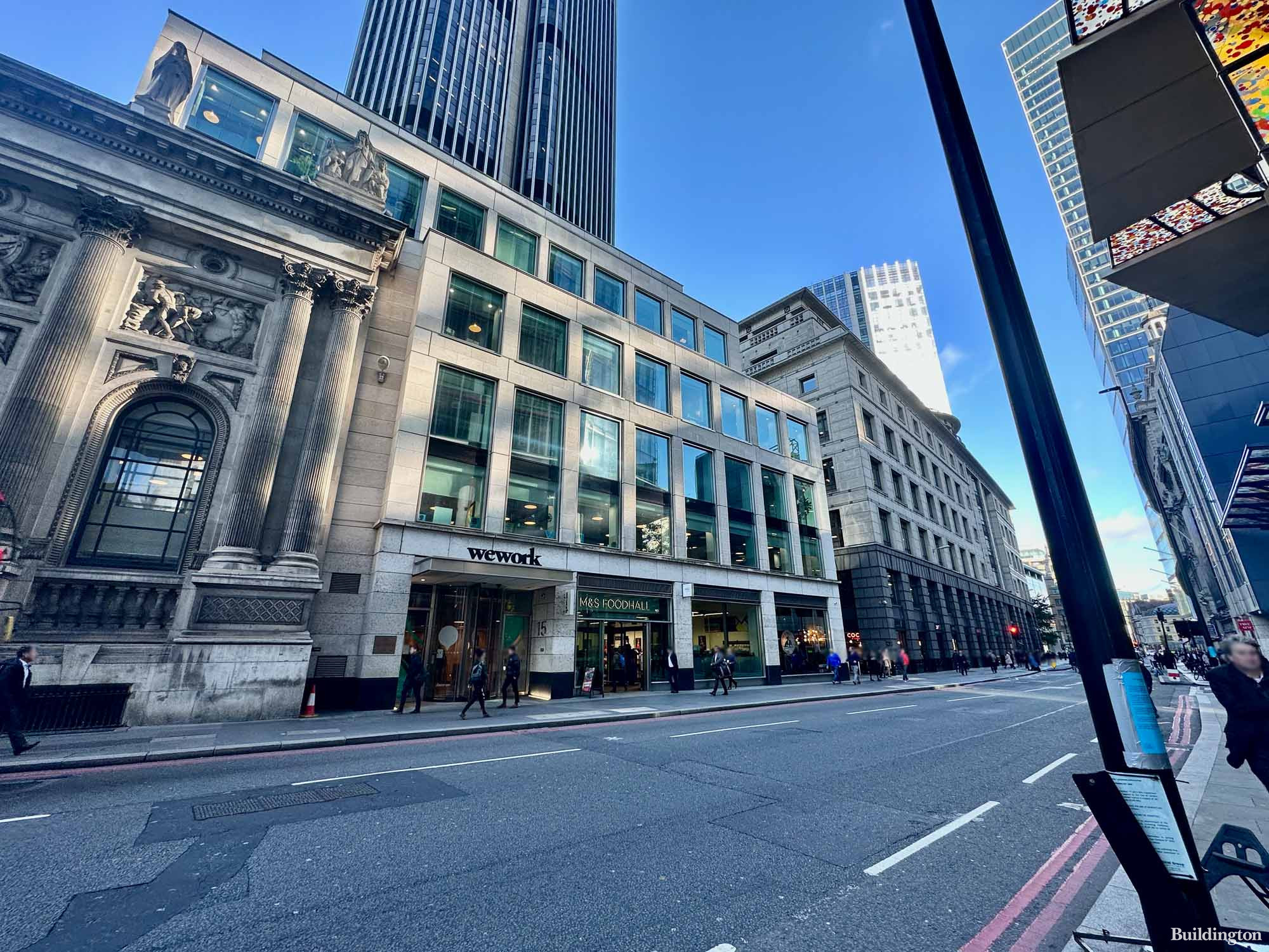 WeWork at 15 Bishopsgate office building in the City of London EC2.