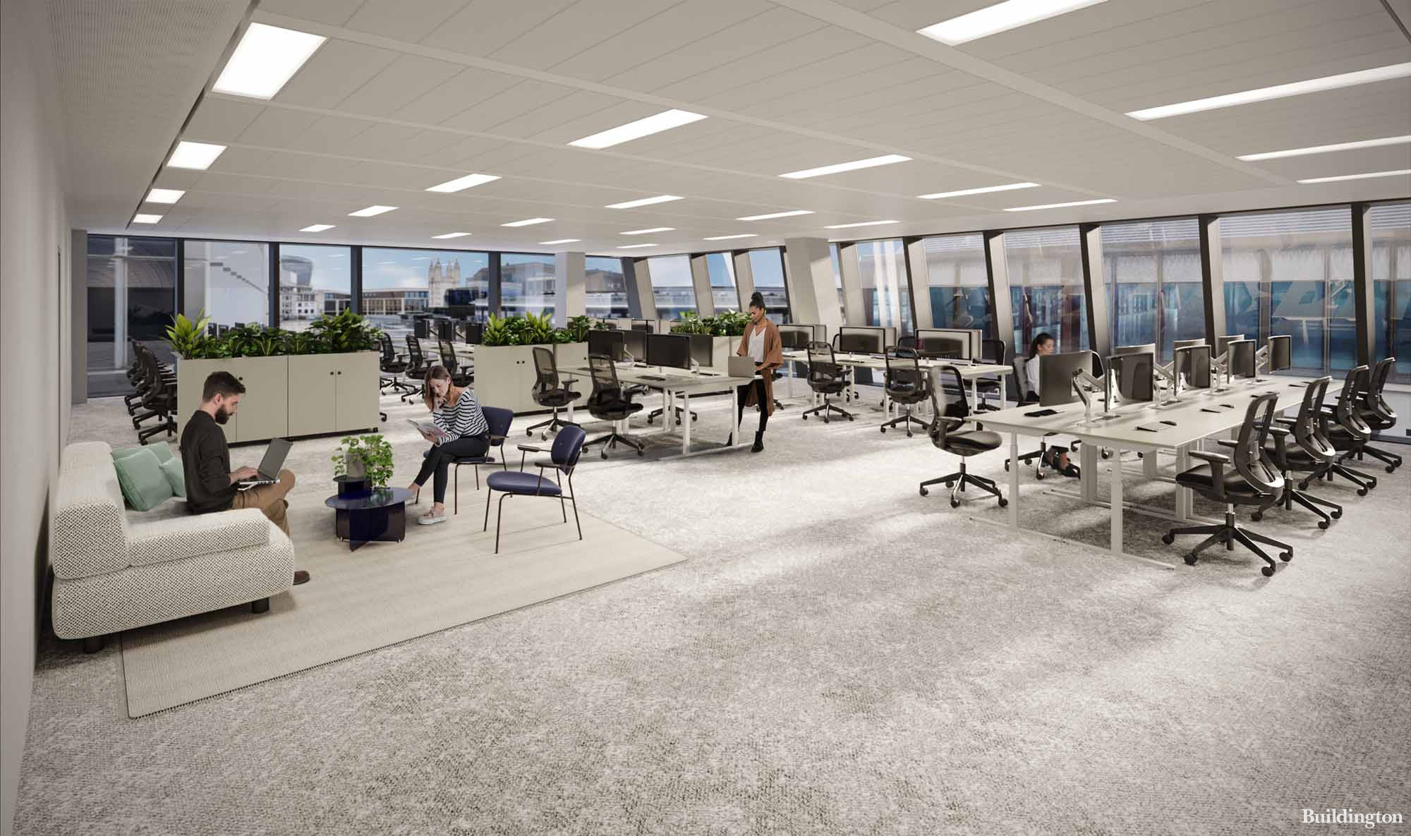 CGI of flexible office space by Myo St Paul's at One New Change