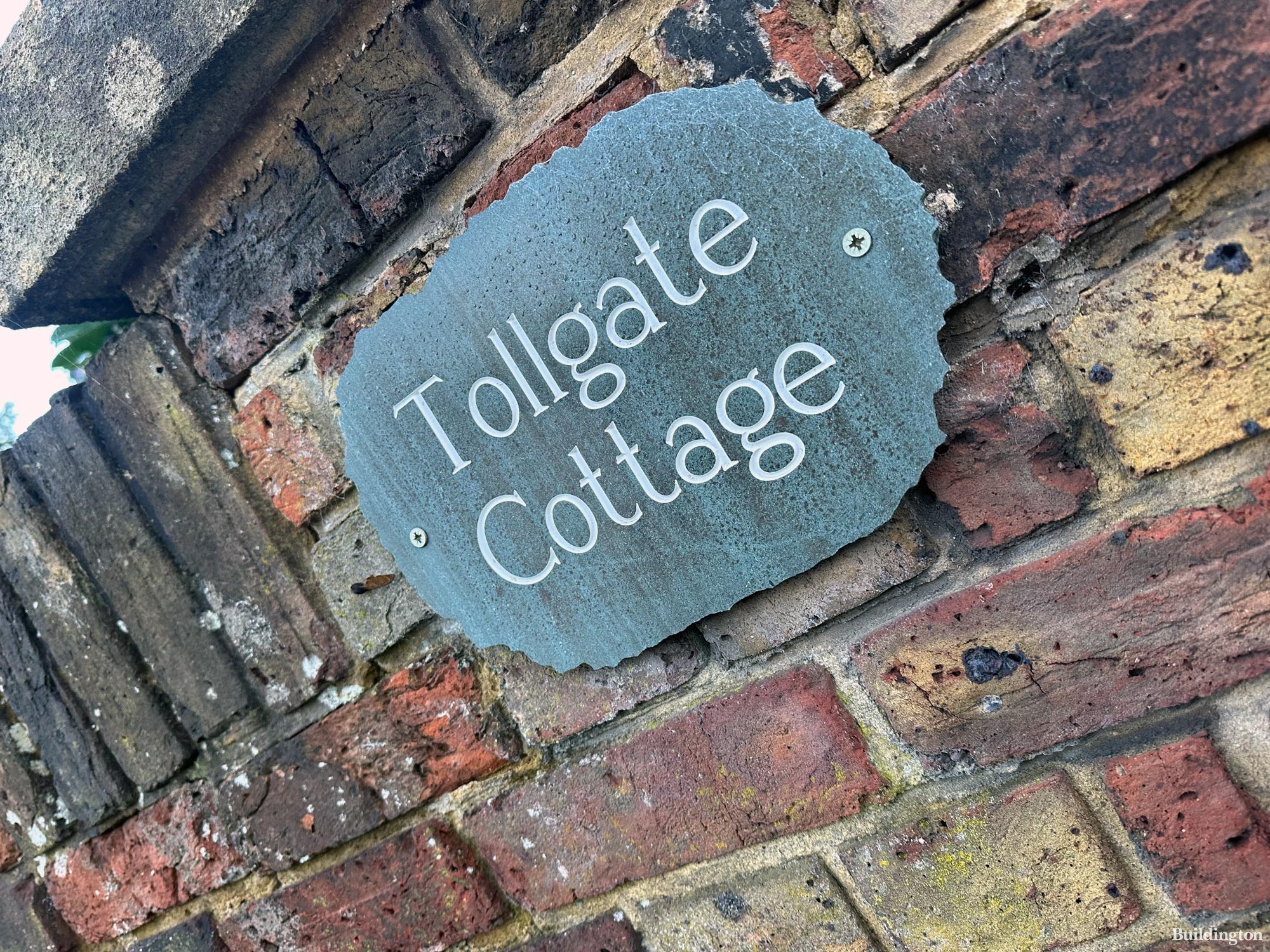 Tollgate Cottage signage at the gate in Harrow on the Hill, Harrow HA1
