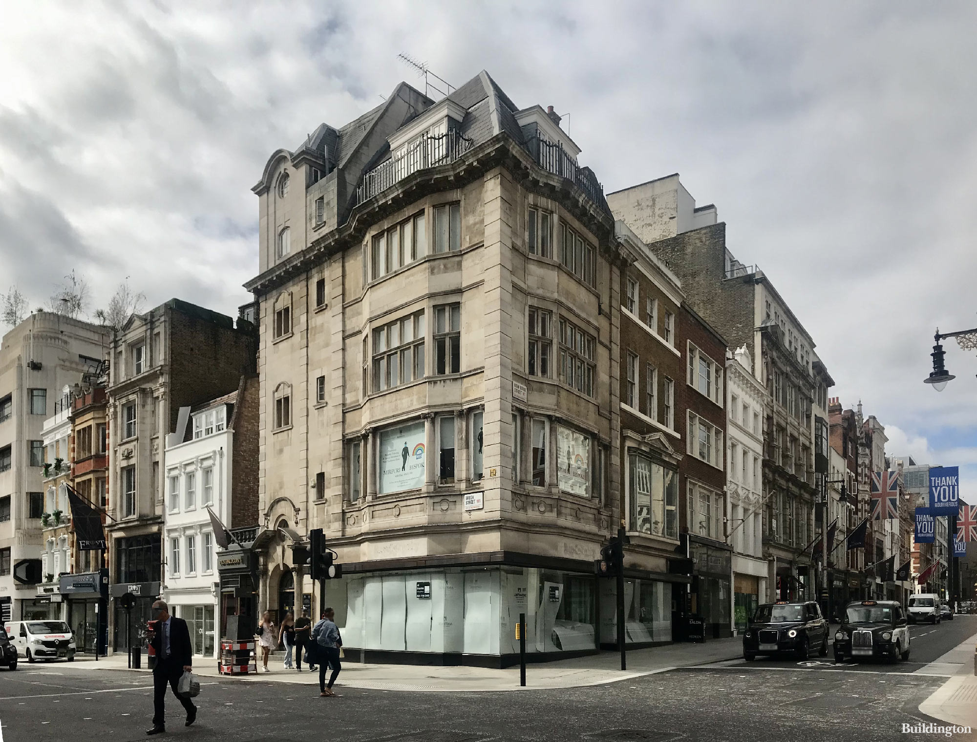 109-110 New Bond Street building on the corner of Brook Street in Mayfair, London W1