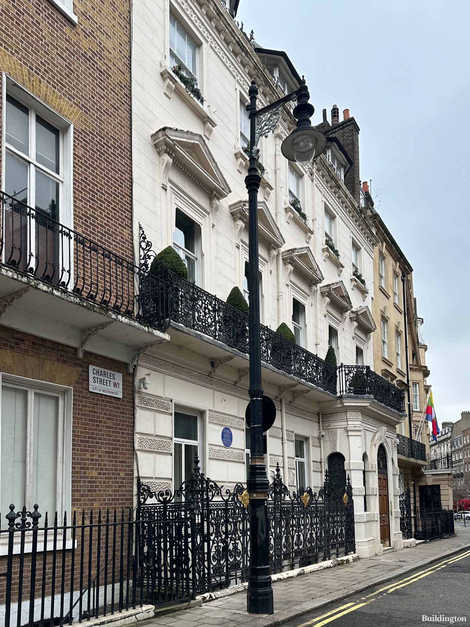 20 Charles Street building in Mayfair, London W1, was the birthplace of Archibald Philip Primrose 5th Earl of Rosebery