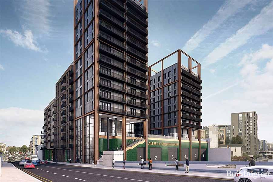 CGI of Albert and Swedish Wharf development designed by EPR Architects  in Fulham London SW6