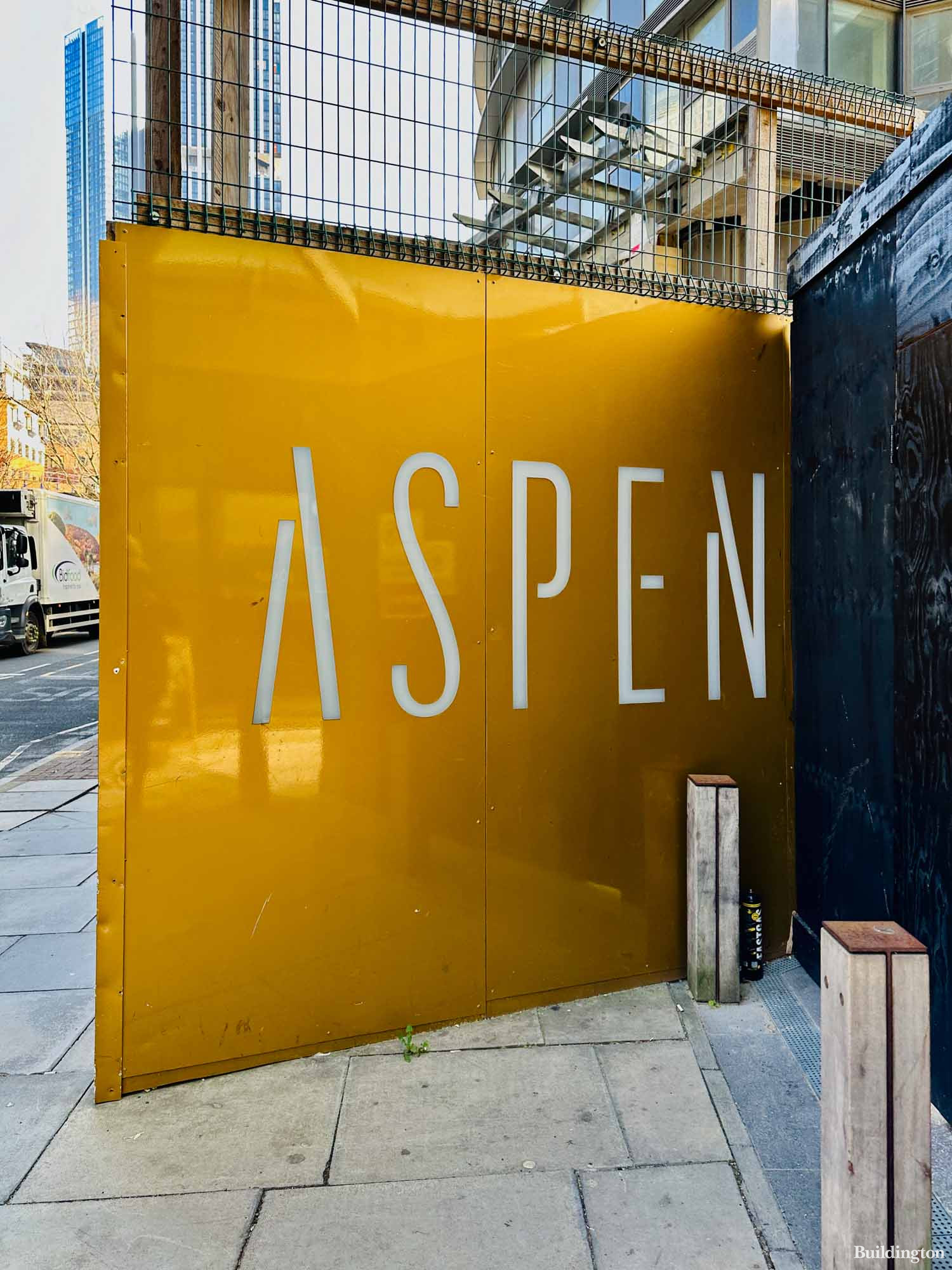 Aspen at Consort Place development hoarding in March 2024. 