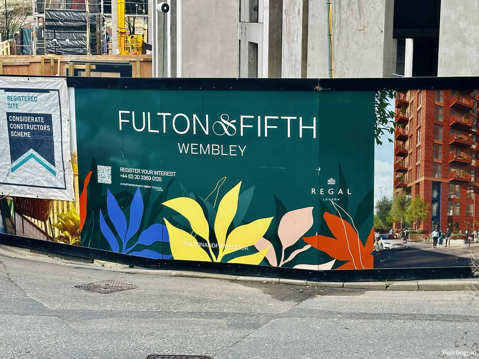 Fulton & Fifth development hoarding in Spring 2024.