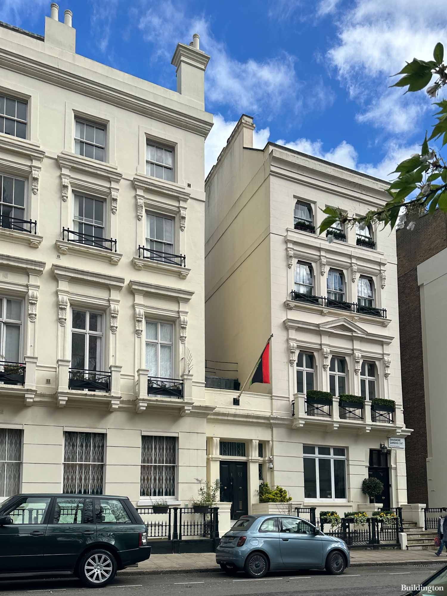 Embasssy of Libya building at 61-62 Ennismore Gardens in Knightsbridge, London SW7