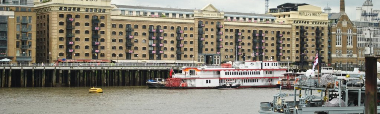 Butler's Wharf two days before the Queen's Diamond Jubilee celebrations in June 2012.