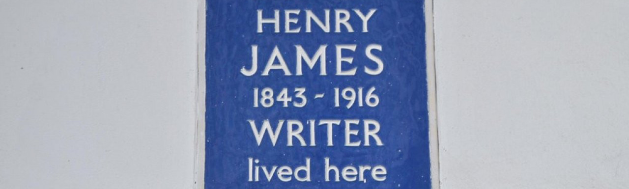 Blue plaque by London County Council says: 'Henry James 1843-1916, Writer, lived here 1886-1902.