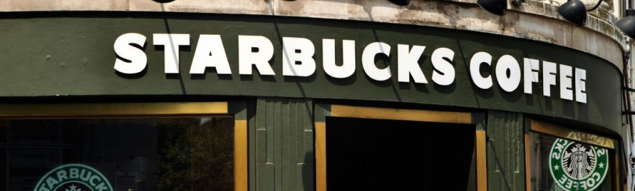 Starbucks Coffee sign on Queensway