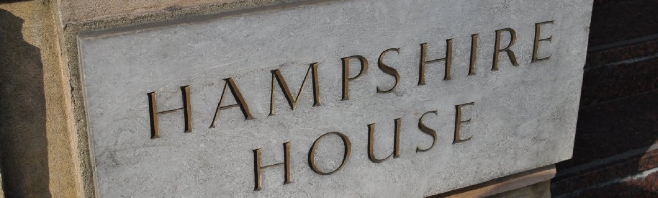 Hampshire House nameboard.