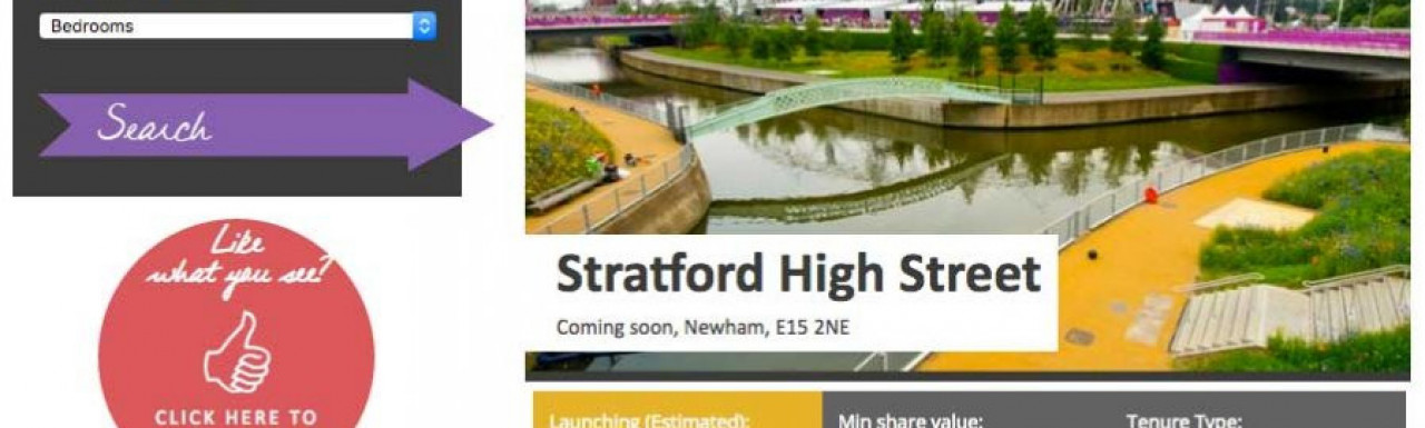 Screen capture of Stratford High Street development page on Family Mosaic website.