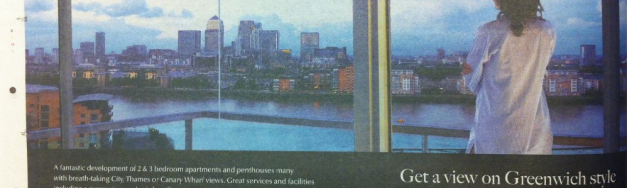 Greenwich Creekside development ad in Homes & Property section of Evening Standard, 7. November 2012