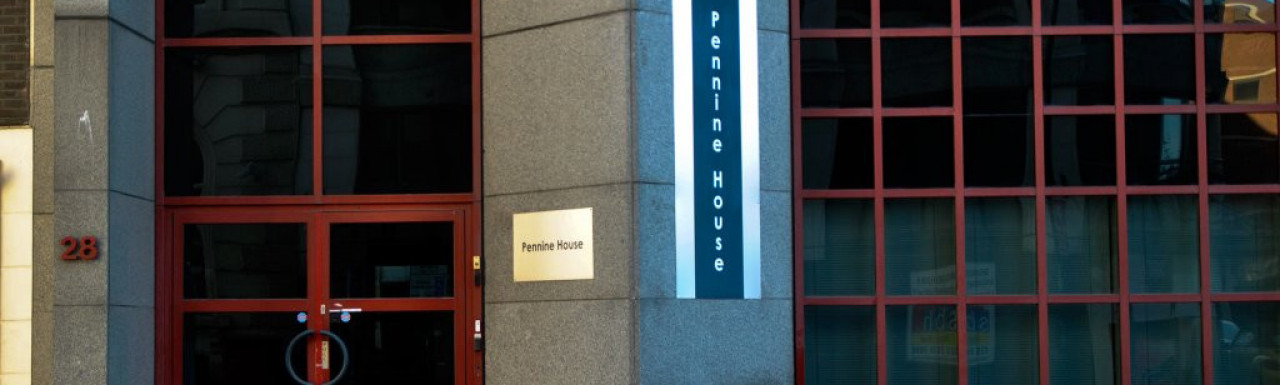 Entrance to Pennine House on Leman Street.