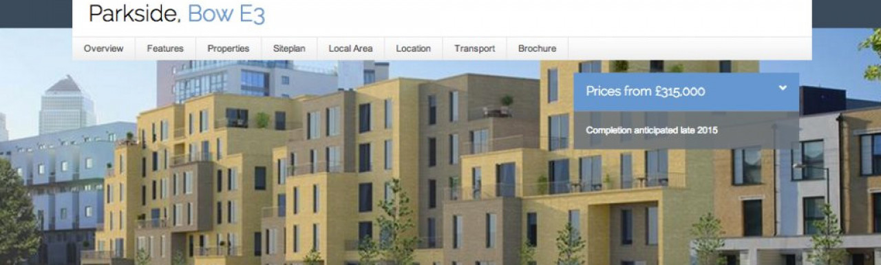 Screen capture of Parkside development on Galliard website at www.galliardhomes.com
