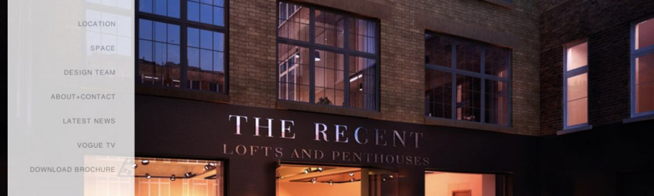Screen capture of The Regent Lofts and Penthouses website at www.theregentpenthouses.com